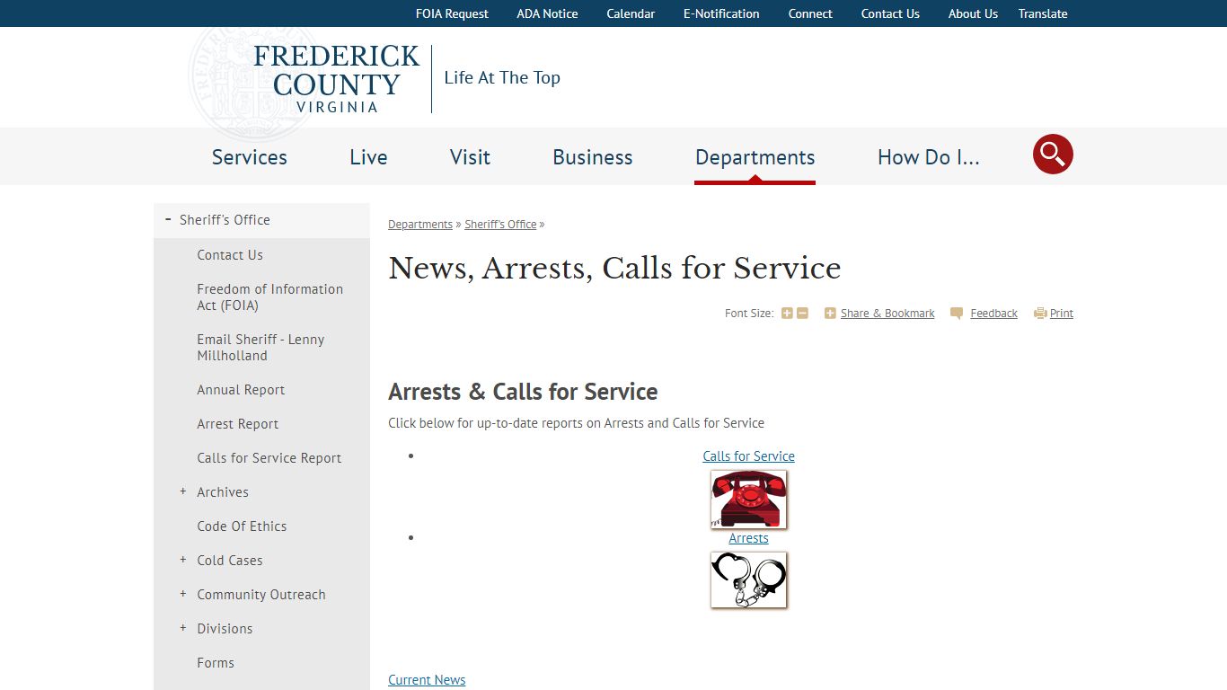 News, Arrests, Calls for Service - Frederick County, Virginia